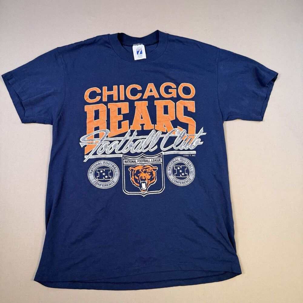 Vintage Chicago Bears Logo 7 T-Shirt USA Made Single Stitch Size Large